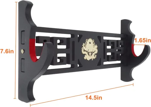 Vista 2 de Soporte de pared para espada de dragón, soporte acolchado de terciopelo para Katana, soporte de espada samurái, estante de exhibición
