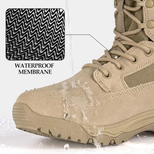 Vista 2 de FREE SOLDIER Botas tácticas para hombre de 8 pulgadas, ligeras, botas de combate duraderas, botas de trabajo militar, botas de desierto