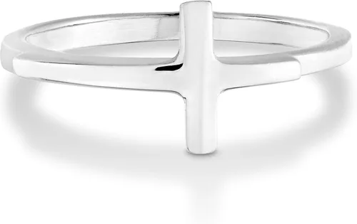 Vista 2 de Miabella Anillo cruzado lateral de plata de ley 925 u oro de 18 quilates sobre plata para mujer, fabricado en Italia