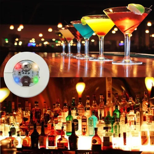Vista 5 de 12 posavasos LED, luces LED adhesivas, luces LED para botellas, luces para botella de licor de vino, chispas de botella para champán, fiesta, bar