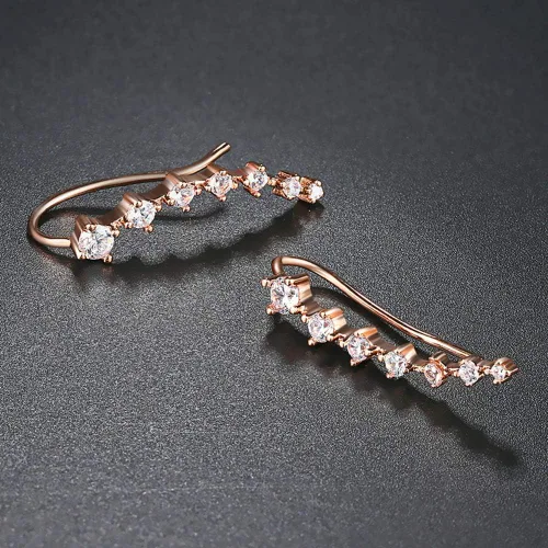 Vista 3 de Aretes tipo ear cuff con diamantes Cubic Zirconia hipoalergénicos