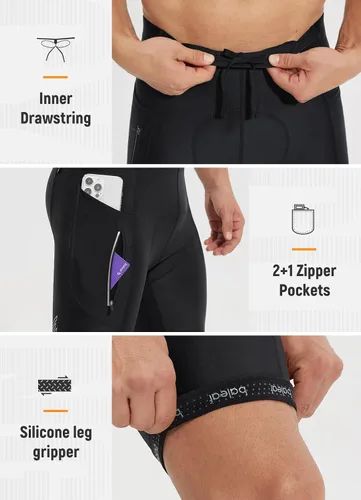Vista 4 de BALEAF Pantalones cortos de ciclismo acolchados de licra para ciclismo de carretera MTB con bolsillos acolchados con cremallera UPF 50+
