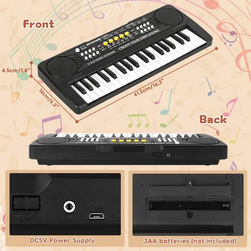 Vista 5 de Teclado de Piano de 37 Teclas Mejorado para Niños, Juguetes Musicales para Niñas de 3, 4, 5, 6 Años, Teclados y Pianos para Principiantes