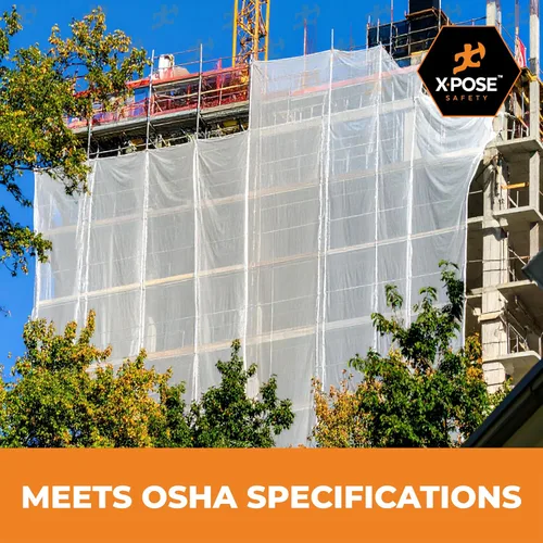 Vista 8 de Red de seguridad para construcción Xpose 8.5' x 150', 1/4" Mesh Scaffold Safety Net, Temporary Material Roll, Visibility Fence, Heavy-Duty Fire
