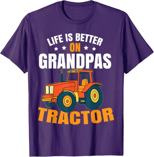Vista 90 de Life Is Better On Grandpas Tractor Kids Farm Tractor Boy Camiseta, Negro