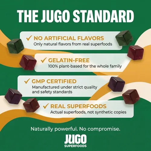 Vista 4 de JUGO Beauty + SUPERFOODS - Gomitas de colágeno para cabello, piel y uñas, suplemento de ácido hialurónico y cúrcuma, sin crueldad, sin gelatina