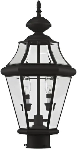 Vista 4 de Livex Lighting 2264-01 Georgetown - Cabezal de poste para exteriores con 2 luces, latón antiguo