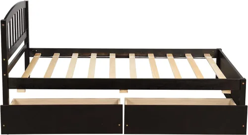 Vista 7 de Harper & Bright Designs Cama de almacenamiento de madera con dos cajones y cabecera, color espresso