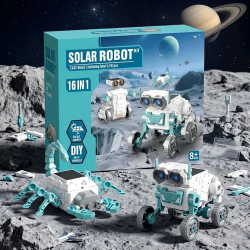 Vista 8 de Robot solar 16 en 1 para niños, 190 piezas STEM juguete educativo