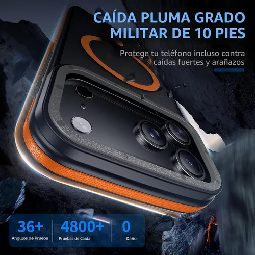 Vista 3 de Funda para iPhone 17 Pro Max con protector de lente de cámara [protección de grado militar de 10 pies] compatible con MagSafe a prueba de golpes
