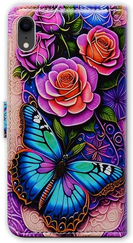 Vista 7 de Bcov Funda para iPhone XR, funda de piel con tapa y función atril para iPhone XR