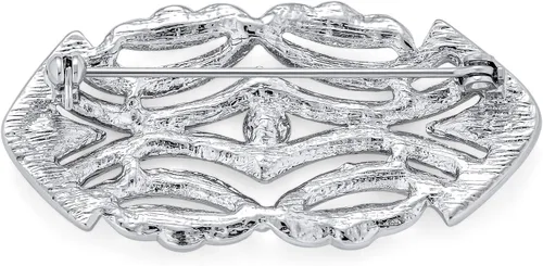 Vista 2 de Bling Jewelry Declaración grande pavé de boda nupcial cristal moda Gatsby Vintage Art Deco estilo bufanda broche broche para mujeres latón chapado