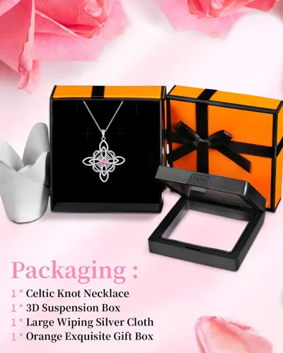 Vista 3 de BDL Genuine 925 Sterling Silver Birthstone Necklaces Pendants for Women Mom,Celtic KnotAnniversaryChristmas Gifts for Wife Girlfriend
