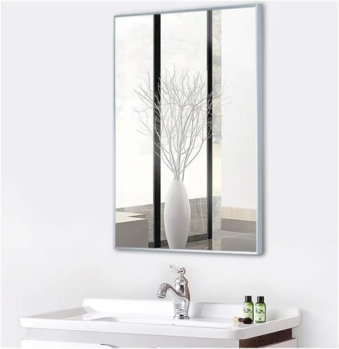 Vista 2 de Y&J Espejo de baño, espejo de pared rectangular, espejo con marco de metal, colgante de pared horizontal o vertical, para dormitorio, sala de estar