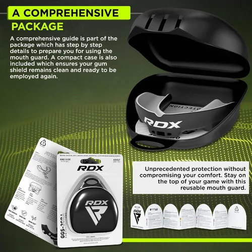 Vista 7 de RDX Protector Bucal para Boxeo MMA Kickboxing Muay Thai Judo Karate - Protector de Mandíbula con Funda de Almacenamiento para Adultos, Artes