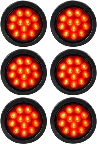 Vista 64 de Kit de tapones de cableado con cubierta de hule para luz trasera LED redonda de 4", 12 ledes, para RV, camioneta