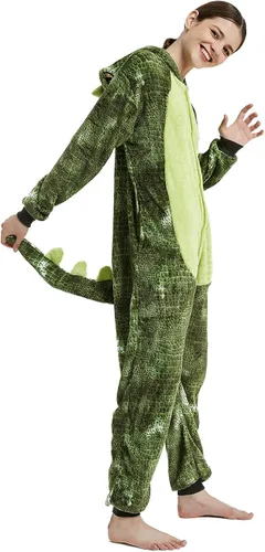 Vista 2 de CASABACO Adult Dinosaur Onesie Costume Outfit Women T-rex Animal Pajama Halloween Unisex YULING