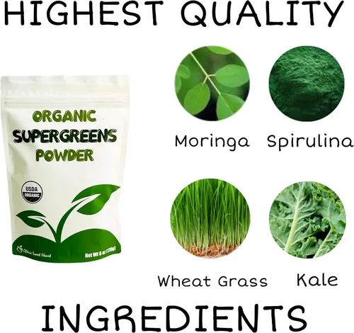 Vista 3 de Cherie Sweet Heart Supergreens Powder – Superfood Green – Polvo de verduras orgánicas Super Greens – Polvo de batido – Superalimento en polvo