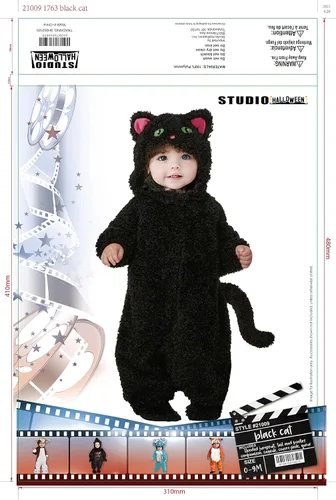 Vista 2 de Disfraz clásico de Halloween de gato negro para niños