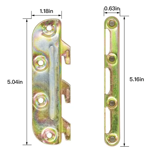 Vista 2 de Juego de 4 soportes para riel de cama, accesorios para marco de cama de madera, cabeceros de cama de 5 pulgadas (tornillos incluidos)