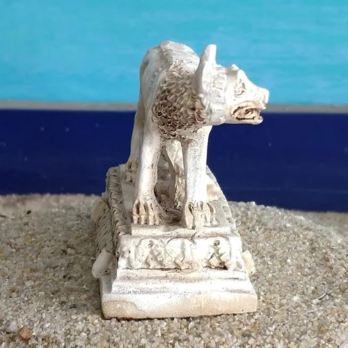 Vista 3 de Estatuas de lobo de la antigua Roma pequeña escultura de reptil acuario terrario pecera decoraciones adorno tortuga lagartija tanques decoración