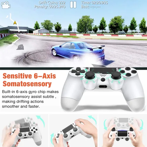 Vista 5 de 2 Pack Wireless Controller for PS-4 Compatible with P4 ProSlim Console with Charging Cable Wireless Joystick P-4 Remote Controller with Motion