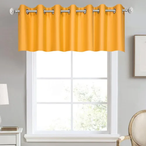 Vista 62 de DECOVSUN Cenefa de cortina opaca amarilla brillante para ventanas de cocina, cenefa opaca con ojales para dormitorio, cenefa corta y recta para sala