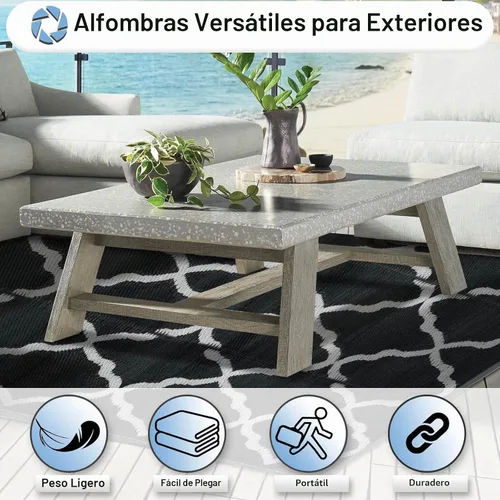 Vista 4 de OutdoorLines - Alfombra de plástico de exterior, 4 x 6 pies, reversible, resistente a manchas y a rayos ultravioleta, para campamento, terraza