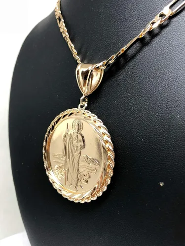 Vista 8 de Colgante San Judas Figaro 26 San Judas Tadeo Virgen Centenario Medalla Oro Laminado