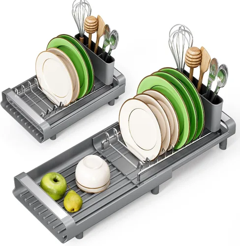 Vista 10 de [Usado] TOOLF Escurridor de platos pequeño, mini escurridor compacto expandible, escurridor de platos delgado y extensible de acero inoxidable