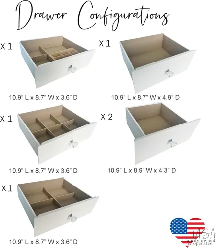 Vista 9 de Hives and Honey Kimberly Jewelry Armoire - Organizador de almacenamiento blanco moderno con cajones divididos y ganchos para collares, diseño