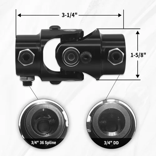 Vista 2 de 3/4-36 Spline X 3/4 "DD Negro Dirección Universal Junta Eje Único U Joint