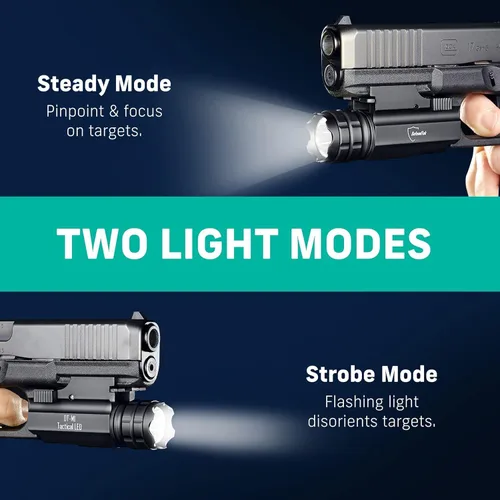 Vista 5 de Linterna táctica LED tipo pistola, recargable, con salida rápida de 300 lúmenes modelo DT-M1 de DefendTek