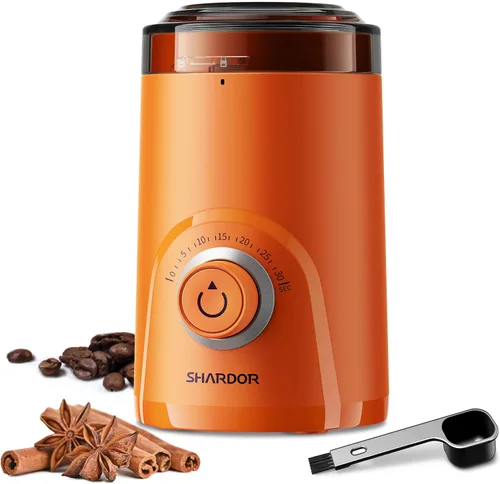 Vista 9 de SHARDOR Molinillo de café eléctrico, 2.47 oz de gran capacidad, molinillo de especias con perilla de sincronización visual para moler preciso, Negro