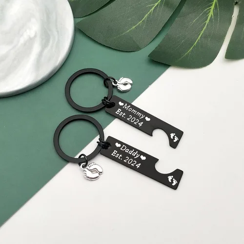 Vista 2 de Juego de llaveros de regalo de joyería de anuncio de embarazo, regalo para la madre para ser recién nacidos, regalos para mamá por primera vez