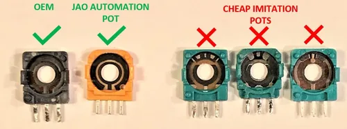 Vista 2 de JAO True OEM Quality Joystick analógico de repuesto paquete de 2 compatible con Xbox One X S Elite PS4 Switch Pro Controllers con macetas de 10 K