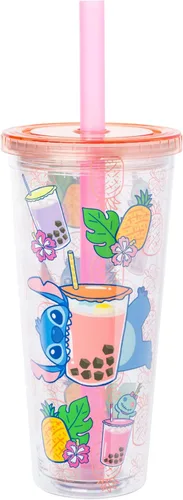 Vista 16 de Silver Buffalo Disney Lilo y Stitch Saludos desde Hawái con Scrump, Vaso de doble pared con forma de piña, 473 ml (16 oz)