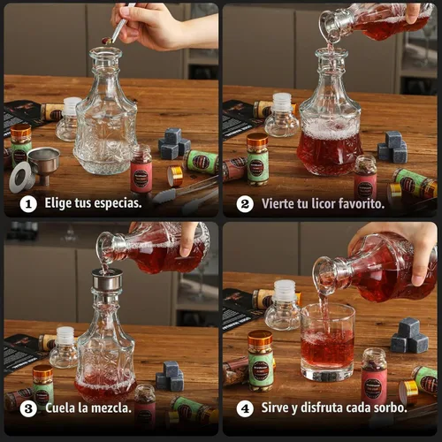 Vista 6 de Kit de Infusión de Alcohol, Juego de 16 Herramientas Naturales DIY para Hacer Whisky con Infusión de Bourbon, Rye, Gin, Vodka, Tequila, Ron