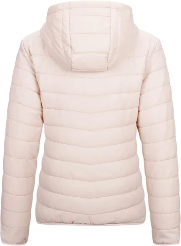 Vista 4 de Outdoor Ventures - Chaqueta acolchada ligera con cremallera completa para mujer, con capucha, abrigo de invierno acolchado