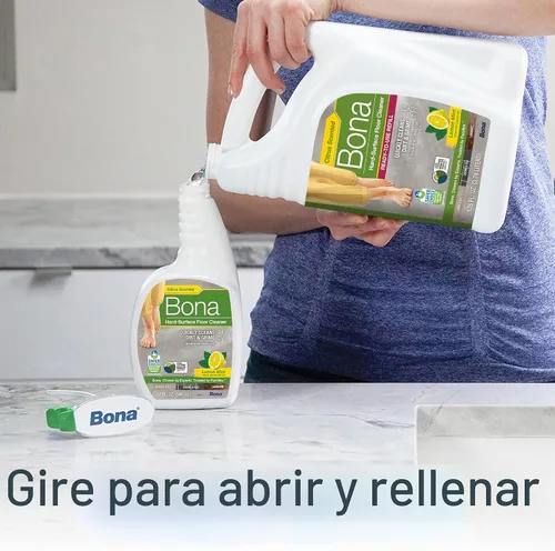 Vista 5 de Bona Spray limpiador de pisos multisuperficie, 32 onzas líquidas, aroma a menta y limón, recargable, solución de limpieza de suelos sin residuos