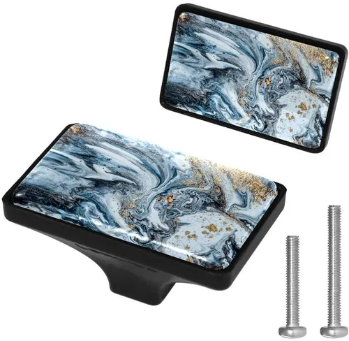 Vista 11 de LORVIES Paquete de 4 pomos decorativos florales de 1.65 pulgadas para gabinete, rectángulo de vidrio ABS con un solo agujero, tiradores de puerta