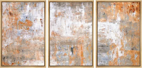 Vista 46 de wall26 Lienzo enmarcado para pared, juego de arte con trazos de pintura roja y naranja vibrante, paisaje, formas abstractas, ilustraciones, arte