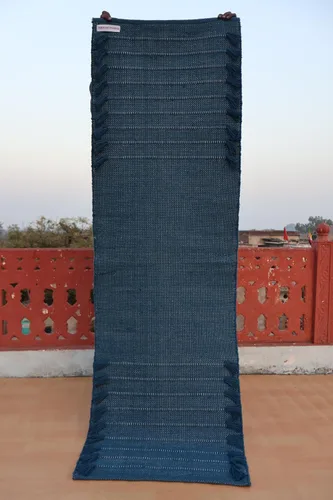 Vista 6 de Jaipur art & Rugs Estera de yoga de algodón orgánico - Alfombra tejida a mano ecológica - Antideslizante y gruesa (61x183x13mm) para fitness diario