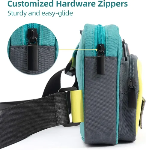 Vista 3 de Geekshare Large Capacity Multifunctional SwitchSwitch OLED Travel Carrying Case-Color Contrast Laser Messenger Bag Compatible with Nintendo