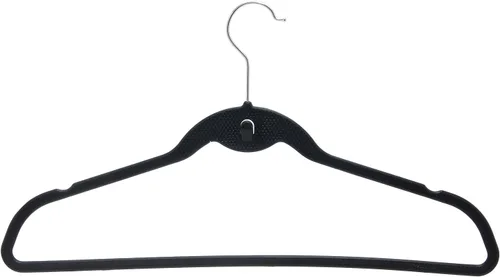 Vista 5 de Cascade perchas con ganchos giratorios, de acero, diseño delgado y resistente que ahorra espacio, Plástico, Negro, 17.5 pulgadas Stackable hangers