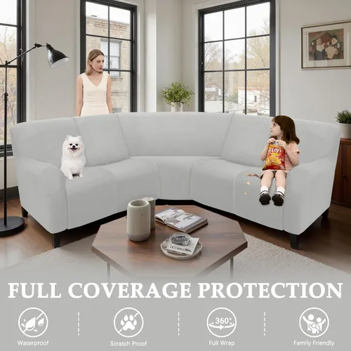 Vista 2 de Fundas para sofá modular reclinable, impermeable, en forma de L, lavable, para sofá reclinable en forma de L, súper elásticas, suaves, para esquinas