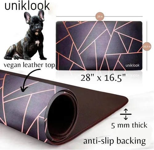 Vista 6 de Mantel individual grande para mascotas, tapete de alimentación para perros y gatos, seguro para mascotas, 28 x 16.5 pulgadas, impermeable, fácil