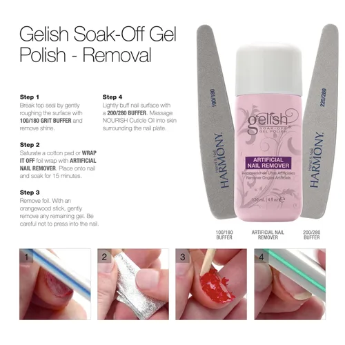 Vista 3 de Gelish Removedor de esmalte de uñas artificiales, removedor de esmalte de uñas, removedor de esmalte de uñas, 4 onzas