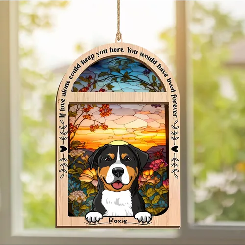 Vista 353 de LOVELYPOD Adorno de Navidad personalizado de sabueso afgano, atrapasoles con nombre, regalos de pérdida de mascotas, regalos para amantes