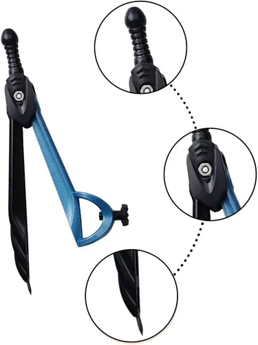 Vista 5 de Transportador y brújula para geometría Brújula profesional Brújula de carpintería precisa con portalápices dibujo ajustable